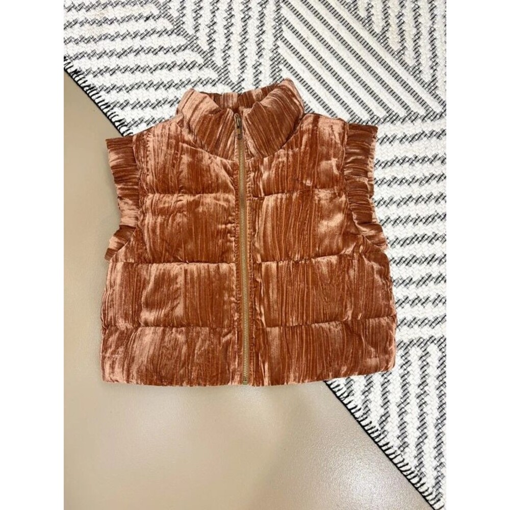 Mia Joy Crushed Velvet Quilted Puffer Vest